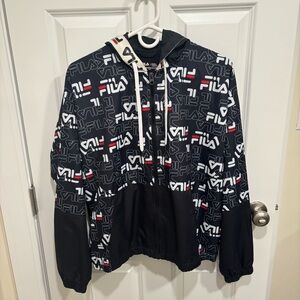 Fila All Over Print Half Zip Windbreaker Jacket Men U.S. Large